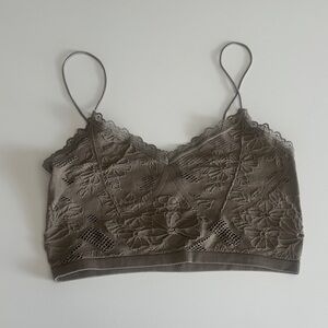 Forever 21 Floral Lace Bralette in Taupe/grey
